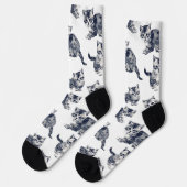 Schattige Kitten Pattern Sokken – Cadeau voor katt (Links)