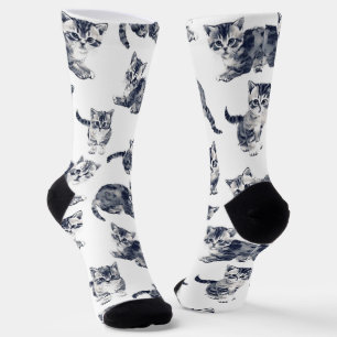 Schattige Kitten Pattern Sokken – Cadeau voor katt