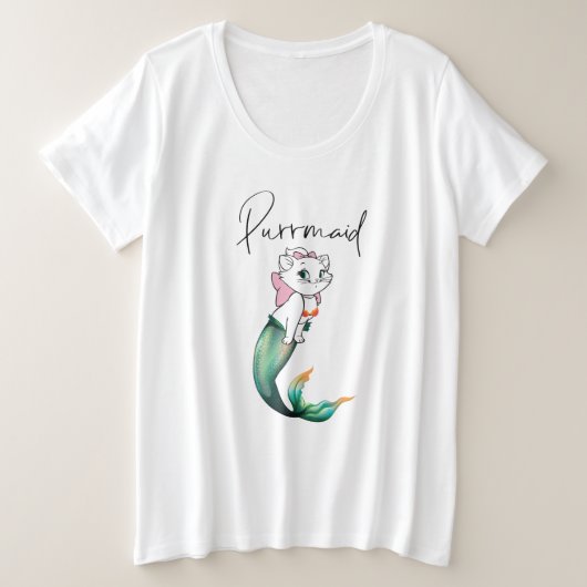 Schattige Kitten Purrmaid – Leuke Zeemeermin Cat D Grote Maat T-shirt (Design voorkant)