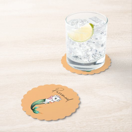 Schattige Kitten Purrmaid – Leuke Zeemeermin Cat D Kartonnen Onderzetters (Insitu)