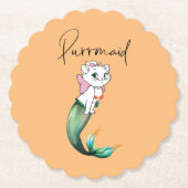 Schattige Kitten Purrmaid – Leuke Zeemeermin Cat D Kartonnen Onderzetters (Voorkant)