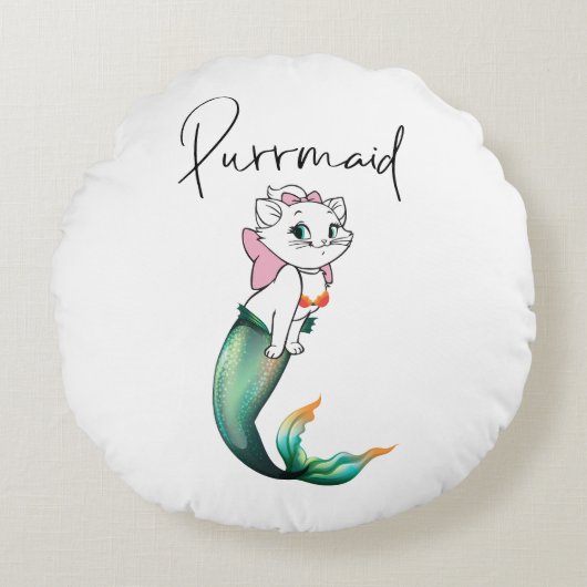 Schattige Kitten Purrmaid – Leuke Zeemeermin Cat D Rond Kussen (Voorkant)