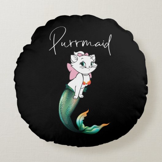 Schattige Kitten Purrmaid – Leuke Zeemeermin Cat D Rond Kussen (Voorkant)