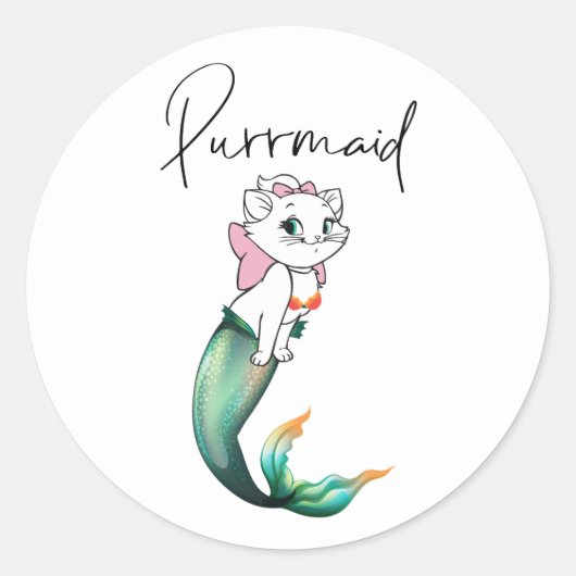 Schattige Kitten Purrmaid – Leuke Zeemeermin Cat D Ronde Sticker (Voorkant)