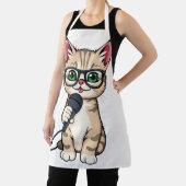 schattige Kitten Reporter Cartoon Sticker Schort (Insitu)