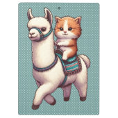 Schattige Kitten Riding Fluffy Llama Gepersonalise Klembord (Achterkant)