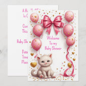Schattige Kitten Roze Ballon Kaart 🐱 (Voorkant / Achterkant)