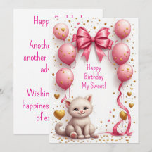Schattige Kitten Roze Ballonkaart 🐱