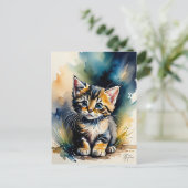 Schattige Kitten Schilderij Briefkaart (Staand voorkant)