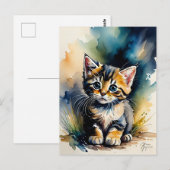 Schattige Kitten Schilderij Briefkaart (Voorkant / Achterkant)