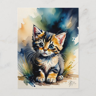Schattige Kitten Schilderij Briefkaart