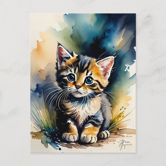Schattige Kitten Schilderij Briefkaart (Voorkant)