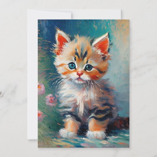 Schattige Kitten Schilderij Kaart (Voorkant)
