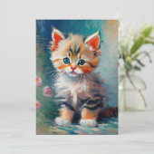 Schattige Kitten Schilderij Kaart (Staand voorkant)