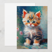 Schattige Kitten Schilderij Kaart (Voorkant / Achterkant)