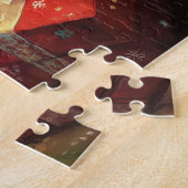 Schattige kitten slaapt onder een kerstboom legpuzzel (Zijkant)