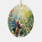 SCHATTIGE KITTEN SPELEN MET LENTEBLOEMEN KERAMISCH ORNAMENT (Rechts)