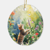 SCHATTIGE KITTEN SPELEN MET LENTEBLOEMEN KERAMISCH ORNAMENT (Links)