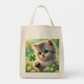 Schattige Kitten St. Patricks 4-leaf Clover Tote Bag (Achterkant)