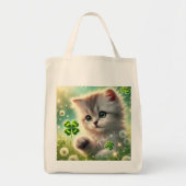 Schattige Kitten St. Patricks 4-leaf Clover Tote Bag (Voorkant)