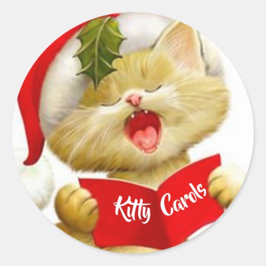 Schattige Kitten Stickers die Kerstliederen Zingen (Voorkant)