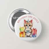 Schattige Kitten thema Verjaardagsmeisje gepersona Ronde Button 5,7 Cm (Voorkant /achterkant)
