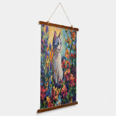 Schattige Kitten Tuintapijt – Bloemen en Vlinders Hangend Wandkleed (Gebogen)