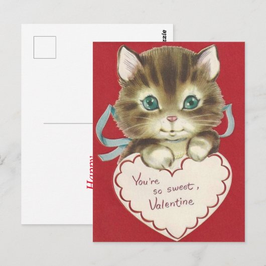  Schattige Kitten Valentijnsdag Briefkaart (Voorkant / Achterkant)