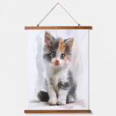 Schattige Kitten Waterverf Kunst Hanging Tapestry Hangend Wandkleed (Voorkant)