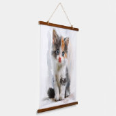 Schattige Kitten Waterverf Kunst Hanging Tapestry Hangend Wandkleed (Gebogen)