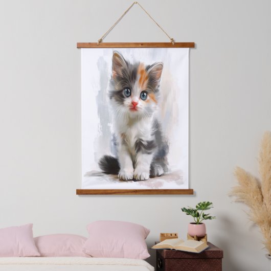 Schattige Kitten Waterverf Kunst Hanging Tapestry Hangend Wandkleed (Slaapkamer)