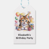 Schattige Kitten Waterverf Verjaardagsfeest Bedank Cadeaulabel (Voorkant)