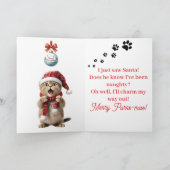 Schattige Kitten Whimsieke Kat Kerst Kaart (Binnen)