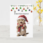 Schattige Kitten Whimsieke Kat Kerst Kaart (Gele Bloem)