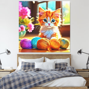 Schattige kittengaren canvas afdruk