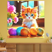 Schattige kittengaren canvas afdruk (Insitu (Woonkamer))
