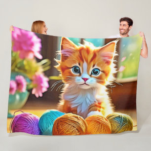 Schattige kittengaren fleece deken