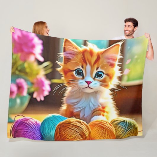Schattige kittengaren fleece deken (In situ)