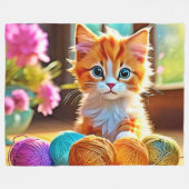 Schattige kittengaren fleece deken (Voorkant (Horizontaal))