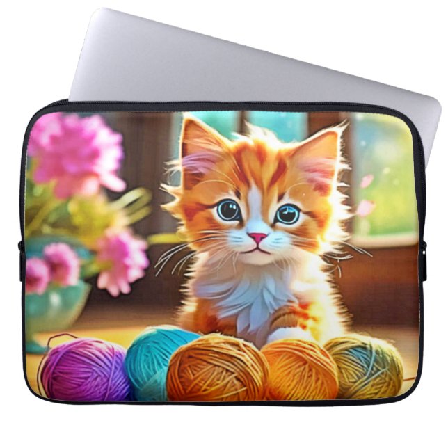 Schattige kittengaren laptop sleeve (Voorkant)