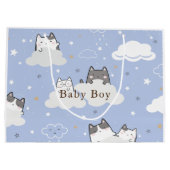 Schattige kittenpatroon blauw groot cadeauzakje (Achterkant)