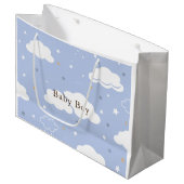 Schattige kittenpatroon blauw groot cadeauzakje (Voorkant Gekanteld)