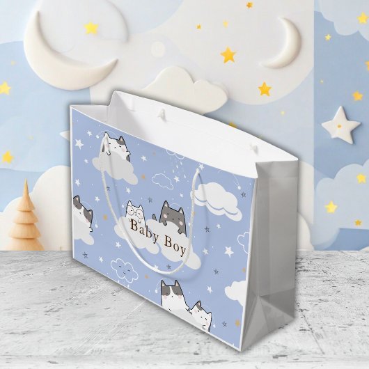 Schattige kittenpatroon blauw groot cadeauzakje