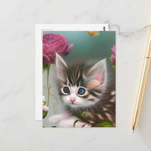 Schattige Kittens 4 Briefkaart (Voorkant / Achterkant in situ)