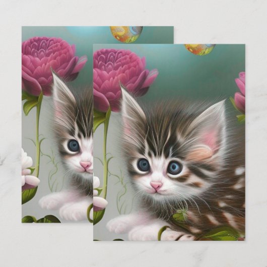 Schattige Kittens 4 Notitiekaartje (Voorkant / Achterkant)