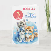 Schattige Kittens Aangepaste Naam Leeftijd Kindere Kaart (Voorkant)