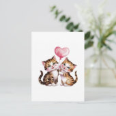 Schattige kittens en hartballonnen briefkaart (Staand voorkant)