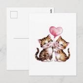 Schattige kittens en hartballonnen briefkaart (Voorkant / Achterkant)