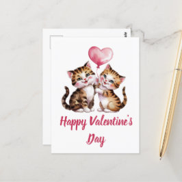 Schattige kittens en hartballonnen Valentijn Briefkaart