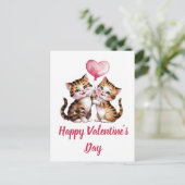 Schattige kittens en hartballonnen Valentijn Briefkaart (Staand voorkant)